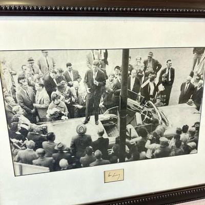 Lot 36 JFK frame photo with insert of John F. Kennedy signature