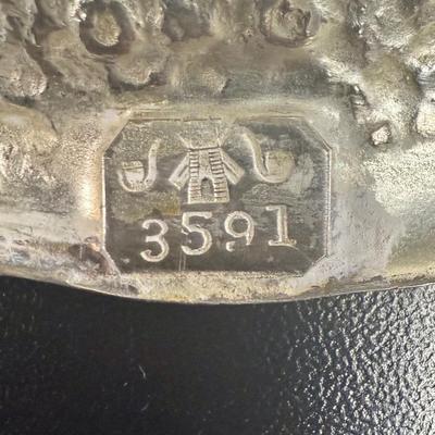 Sale Photo Thumbnail #579: Good condition, approx. 5.75” across. Marking is from the Barbour Silver Company from Hartford, Connecticut.