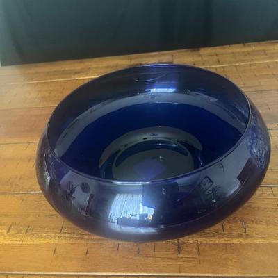 Sale Photo Thumbnail #16: Blue glass bowl, glass marbles, blue/white egg