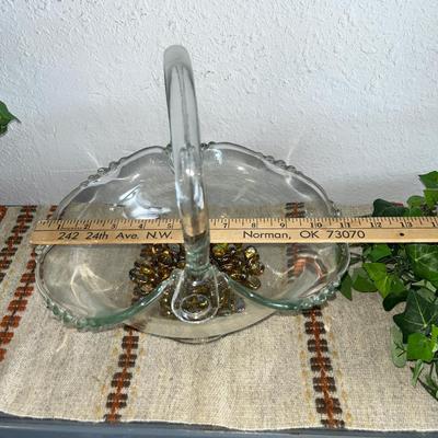 Sale Photo Thumbnail #67: Large clear basket with greenery garland