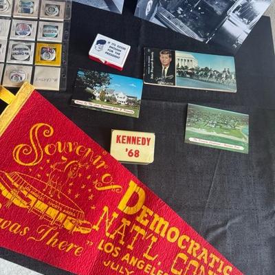 Lot 10 variety of photos and memorabilia of JFK and presidential buttons