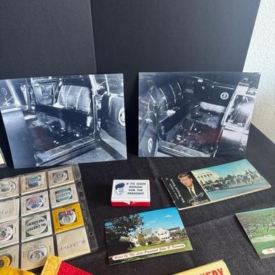 Lot 10 variety of photos and memorabilia of JFK and presidential buttons