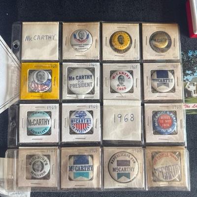 Lot 10 variety of photos and memorabilia of JFK and presidential buttons