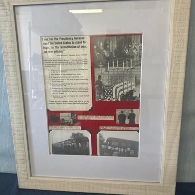 Lot 51 framed Kennedy memorabilia