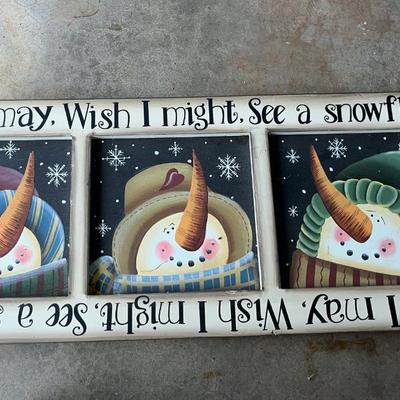 Sale Photo Thumbnail #118: Box of assorted snowmen figurines and decor and wall hanging