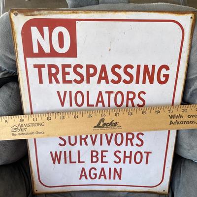 Sale Photo Thumbnail #126: No tresspassing metal wall sign