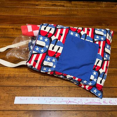 Sale Photo Thumbnail #138: Fabric USA tote full of flags and other patriotic décor