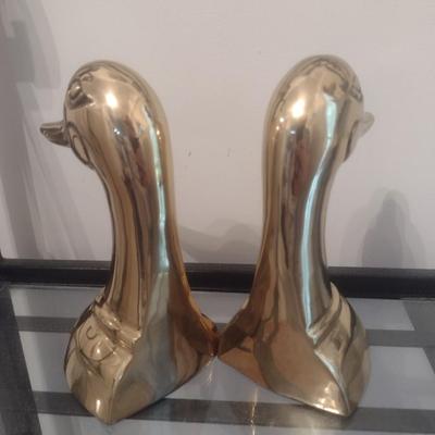 Brass Duck Head Book Ends