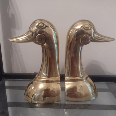 Brass Duck Head Book Ends