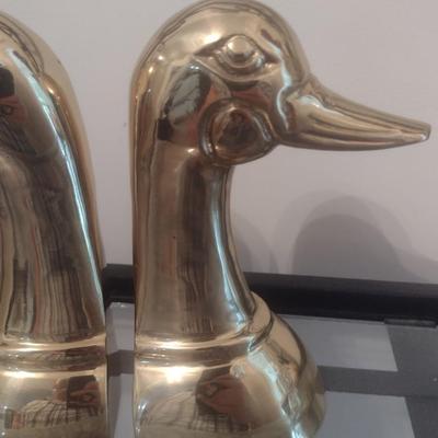 Brass Duck Head Book Ends
