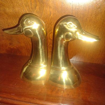 Brass Duck Head Book Ends