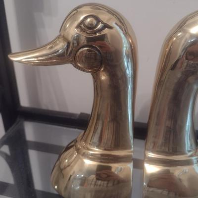 Brass Duck Head Book Ends