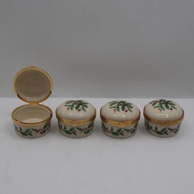 Lenox Christmas Holly Berry Porcelain Trinket Boxes (4)
