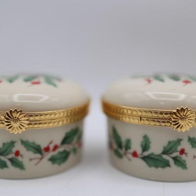 Lenox Christmas Holly Berry Porcelain Trinket Boxes (4)
