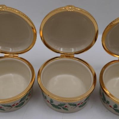 Lenox Christmas Holly Berry Porcelain Trinket Boxes (4)