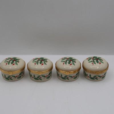 Lenox Christmas Holly Berry Porcelain Trinket Boxes (4)