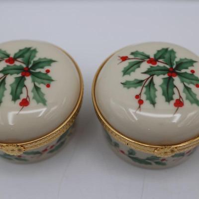 Lenox Christmas Holly Berry Porcelain Trinket Boxes (4)