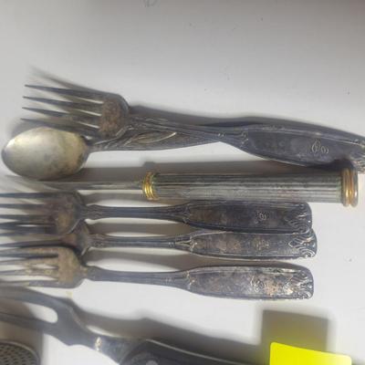 Sale Photo Thumbnail #737: vintage potato ricer and silverpate flatware etc