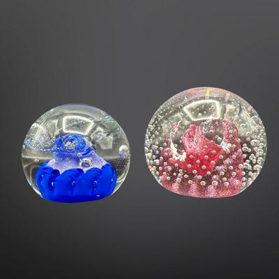 Caithness Glass "Cauldron Ruby" & “Tango” Paperweight