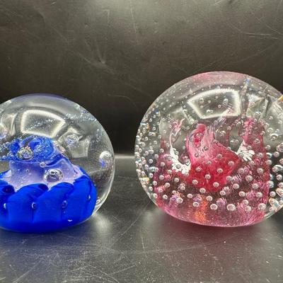 Caithness Glass "Cauldron Ruby" & “Tango” Paperweight