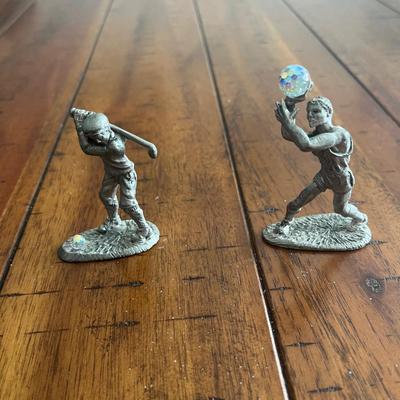 Sale Photo Thumbnail #167: Pewter golfer and basketball player with Swarovski crystal balls