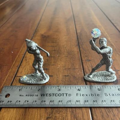 Sale Photo Thumbnail #168: Pewter golfer and basketball player with Swarovski crystal balls