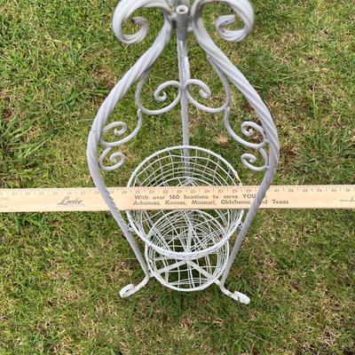 Sale Photo Thumbnail #184: 2 tier iron basket display with bird on top - see pics for measurements