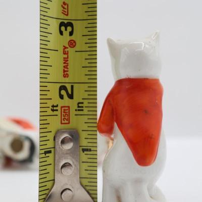 Vintage Porcelain Cat Figurines Trio Playing Musical Instruments