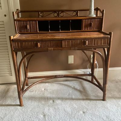 C215 Vintage Rattan Desk & Chair