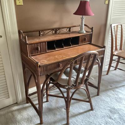 C215 Vintage Rattan Desk & Chair