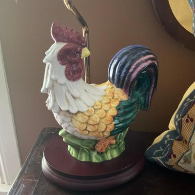 C221 Ceramic Rooster Lamp & Tapestry Down Pillow