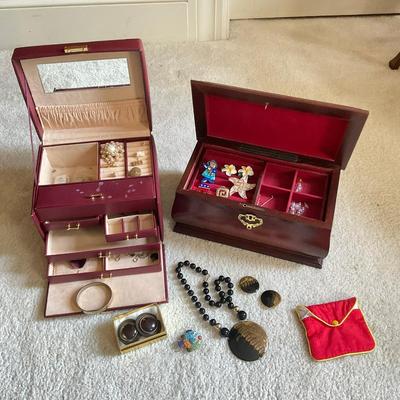 C222 Two Jewelry Boxes With Costume Jewelry