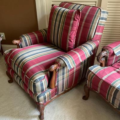 C225 Pair of Downfilled French Style Arm Chairs