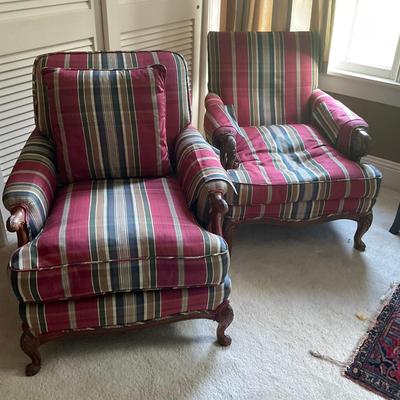 C225 Pair of Downfilled French Style Arm Chairs