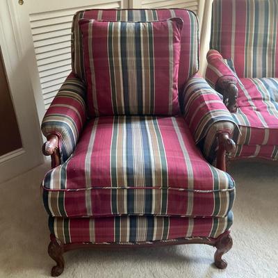 C225 Pair of Downfilled French Style Arm Chairs