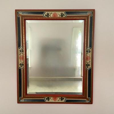 A231 Vintage Asian Style Beveled Wall Mirror