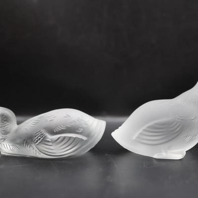 BACCARAT Frosted Crystal Duck Figurines (2)