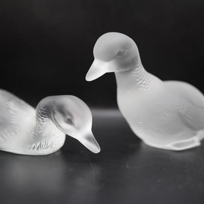 BACCARAT Frosted Crystal Duck Figurines (2)