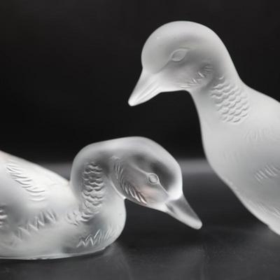 BACCARAT Frosted Crystal Duck Figurines (2)