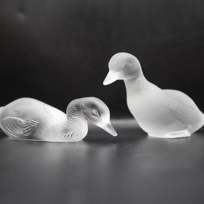 BACCARAT Frosted Crystal Duck Figurines (2)