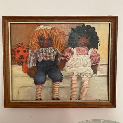 A234 Original Oil Painting Raggedy Ann & Andy