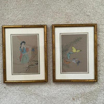 A235 Pair of Oriential Paintings On Silk