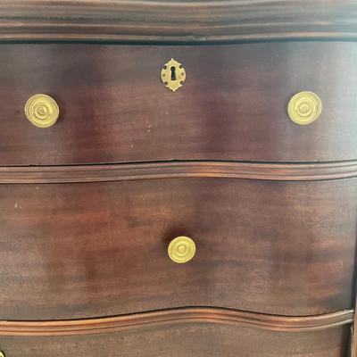 A236 Vintage Mahogany Four Drawer Dresser With Beveled Mirror