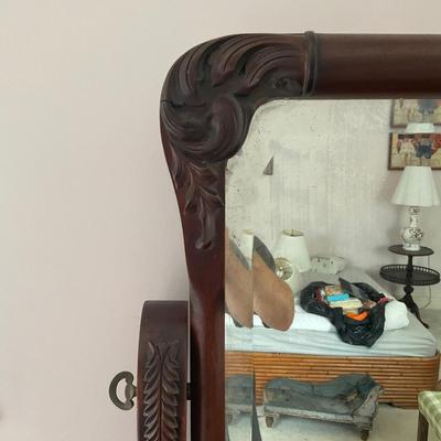 A236 Vintage Mahogany Four Drawer Dresser With Beveled Mirror