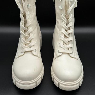 Mia White Combat Boots