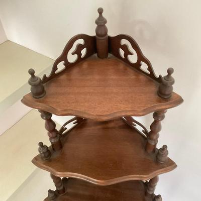 A240 Vintage Wooden Corner Whatnot Graduated Shelf