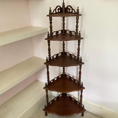 A240 Vintage Wooden Corner Whatnot Graduated Shelf