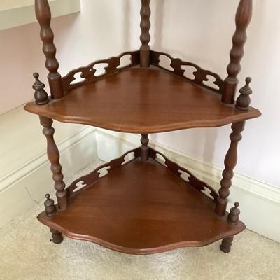 A240 Vintage Wooden Corner Whatnot Graduated Shelf