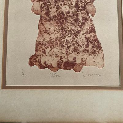 A241 Colored Conte Art "Tutu" 5/20 By Madeleine Stanley Jossem (1924-2015)