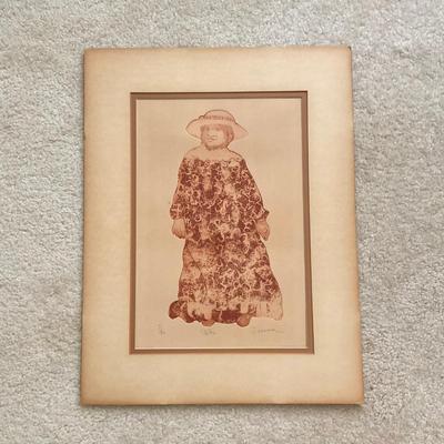 A241 Colored Conte Art "Tutu" 5/20 By Madeleine Stanley Jossem (1924-2015)